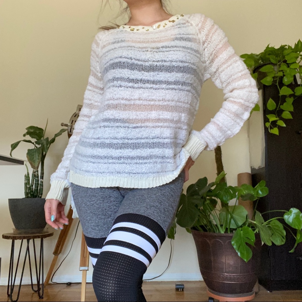 Nasty Gal Crystal Embellished Sheer Knit Sweater